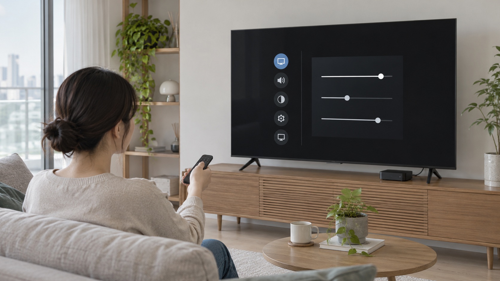 1. TV 자체 메뉴가 보이는지 확인하세요 설명 이미지